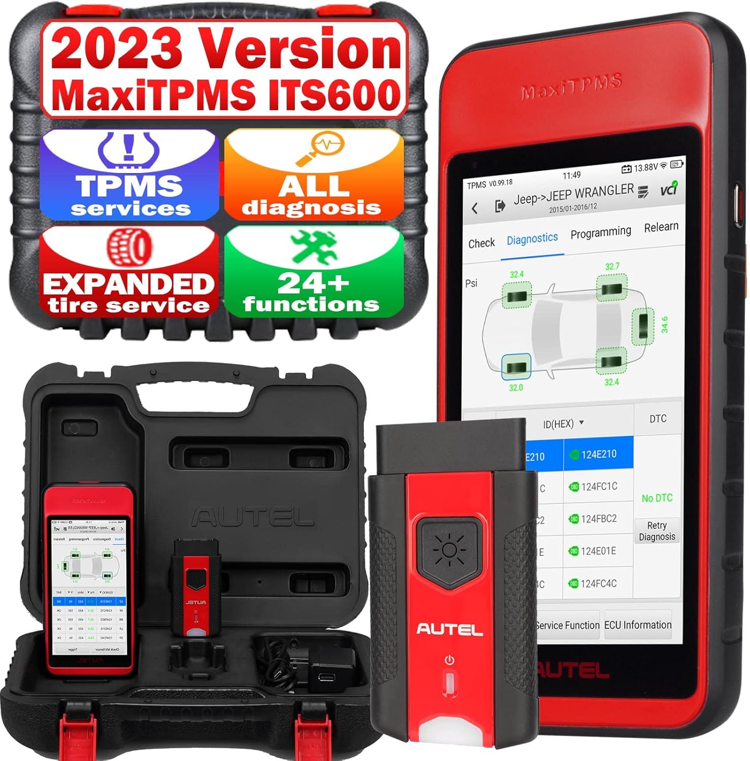 Autel TPMS Programming Tool MaxiTPMS ITS600 2023 Version Read/Activate/Relearn TPMS Sensor Program MX Sensor OLS/SAS/BMS/EPB AutoVIN VINscan Free TPMS Software Update Compatible TBE200 TBE100
