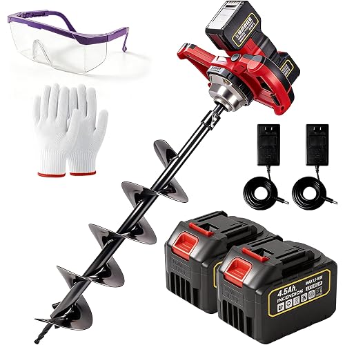 42V Cordless Auger Post Hole Digger with 2x4.5Ah Batteries & Dual Chargers
