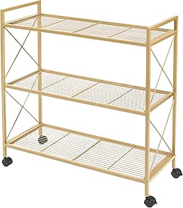 Amazon.com: SONGMICS 3-Tier Metal Storage Rack with Wheels, Mesh ...