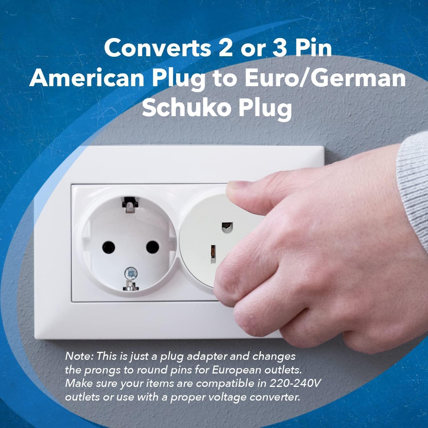 OREI American USA to European Schuko Germany Plug Adapters CE Certified Heavy Duty - 6 Pack - Perfect for Travelling with Cell Phones, Laptops, Cameras & More — Amazon image 8