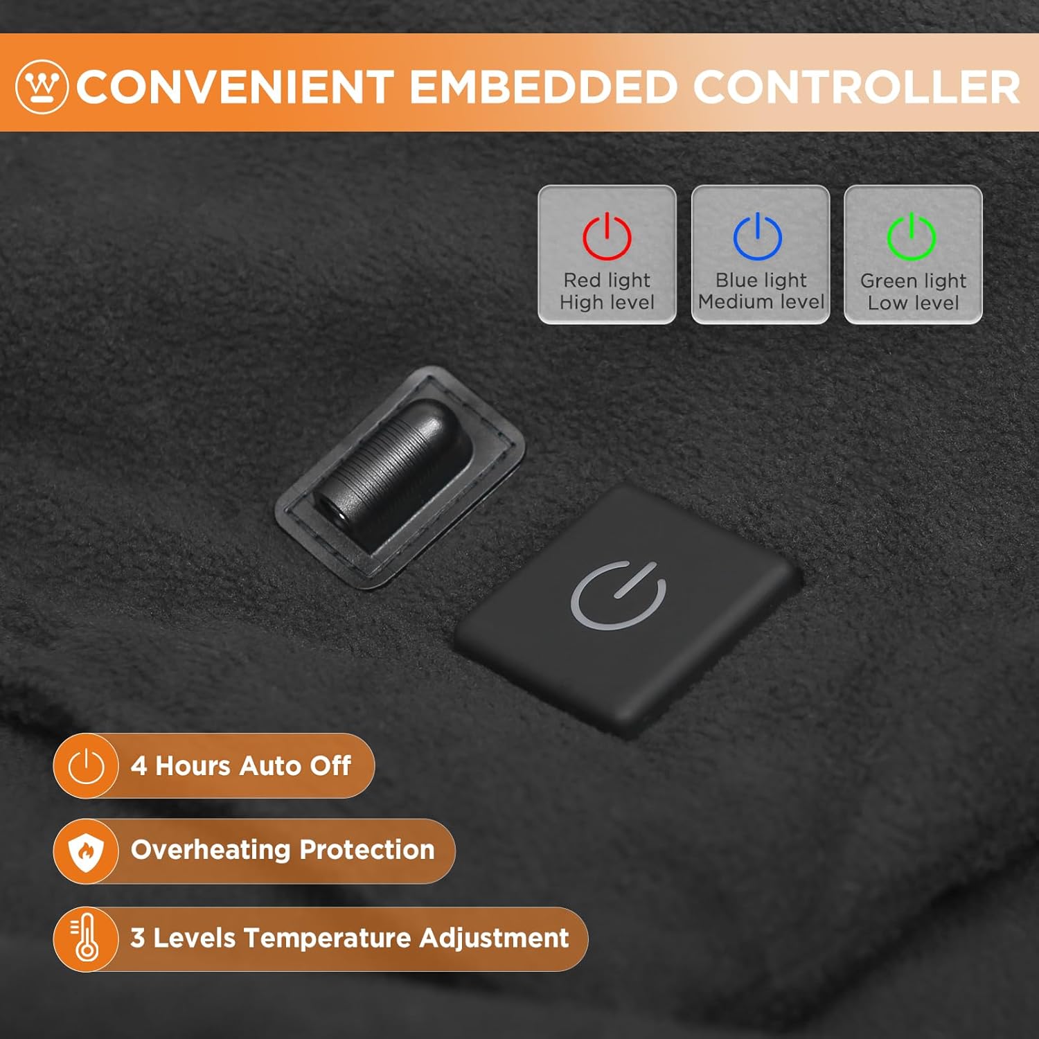 Westinghouse Heated Car Blanket with 3 Heating Levels, 4 Hours Auto Off, 12 Volt Electric Blanket for Car, Truck, SUV, RV, Machine Washable, 59" x 43”,(Charcoal,Upgrade Model)