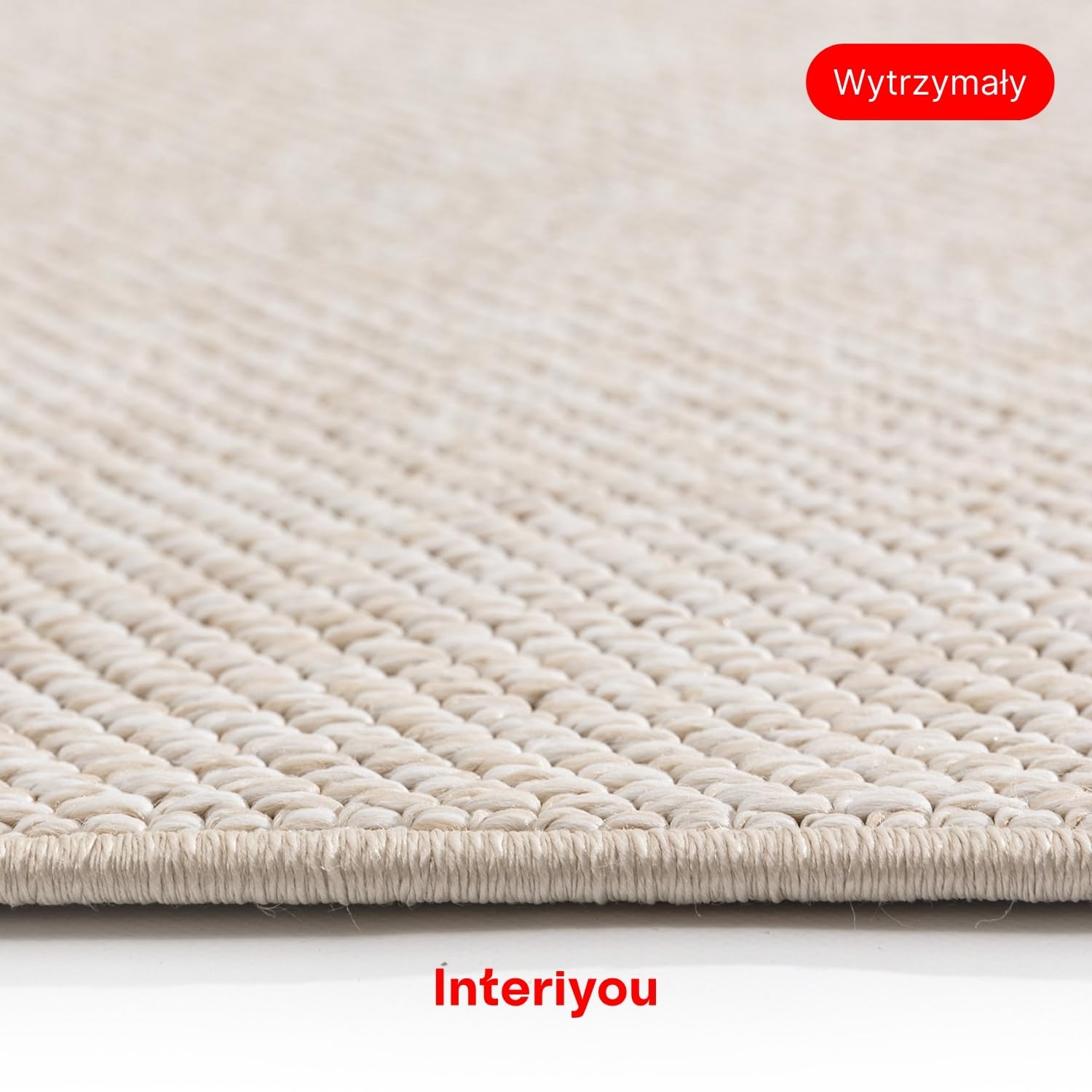 Interiyou dywan zewnętrzny Asti - Chodnik 80x250 cm Kremowy - Wygląd juty, odporny na warunki atmosferyczne, balkon, taras, ogród, kuchnia, odporny na promieniowanie UV, płaski splot