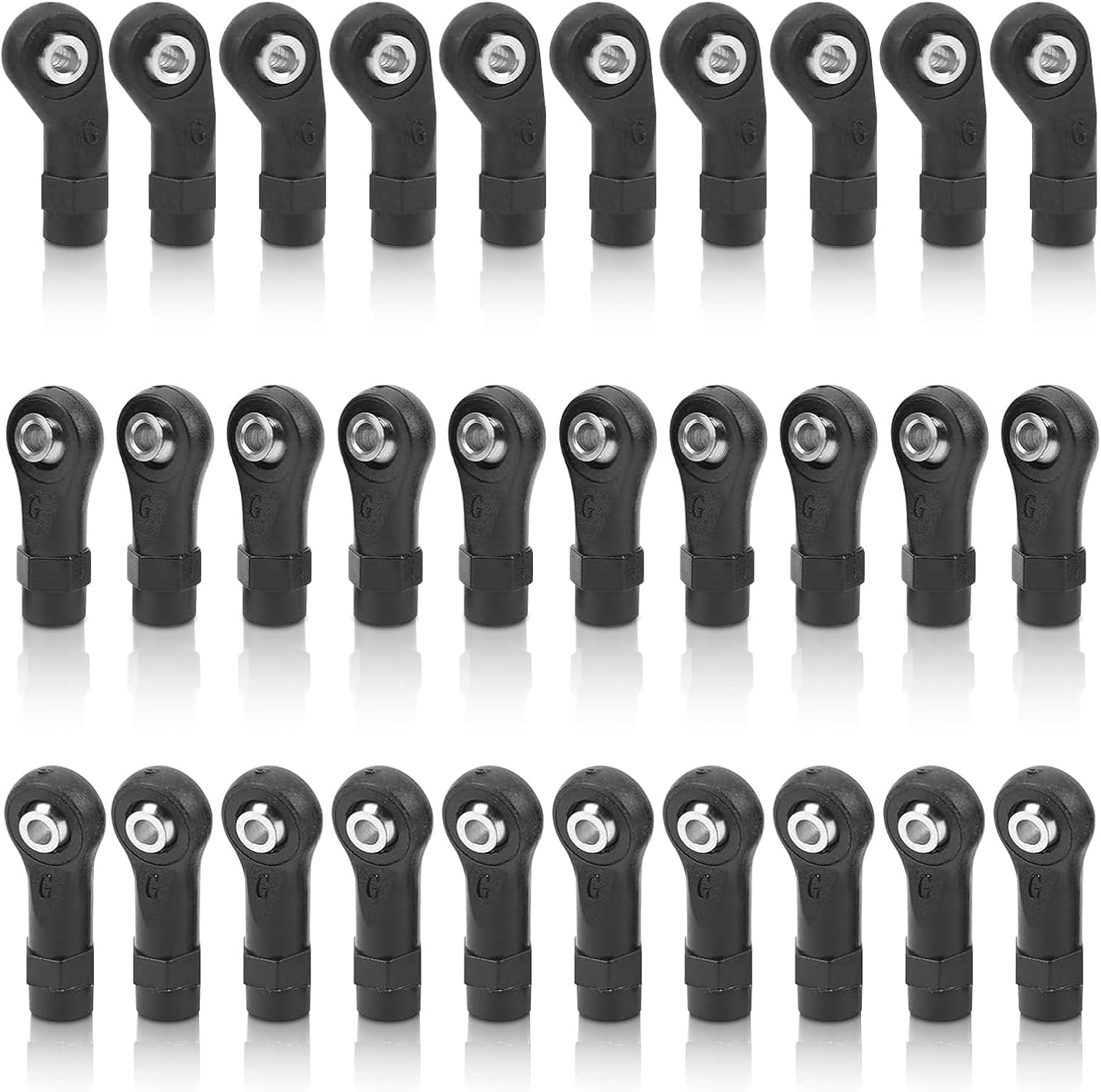 CYTGOUPER 30PCS RC Link Rod Ends, Lightweight RC Upgrade Parts, Bolt Tie Rod End Ball Joiner for 1/10 RC Car, Black
