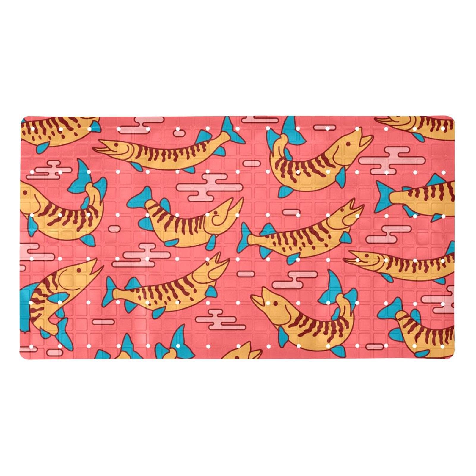 Tapis de douche antidérapant rouge avec ventouses | Style japonais Muskie