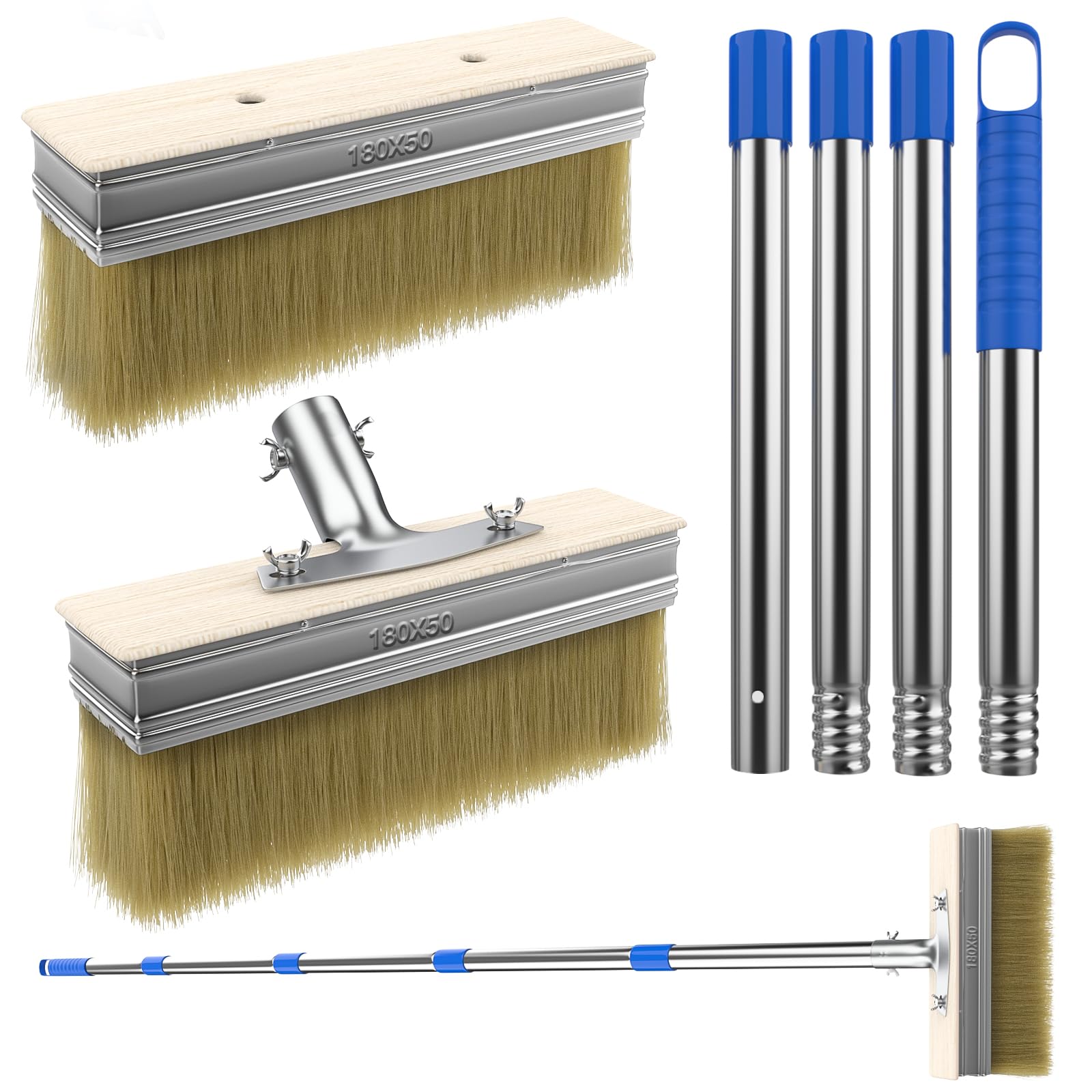 Pinceau de peinture pour terrasse large 15,2 cm à têtes remplaçables et manche long amovible