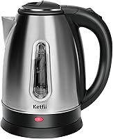 Ketfii 1.8L Stainless Steel Electric Kettle 1100W Fast Boil, BPA-Free, Auto Shut-Off, Boil-Dry Proof, 360° Base