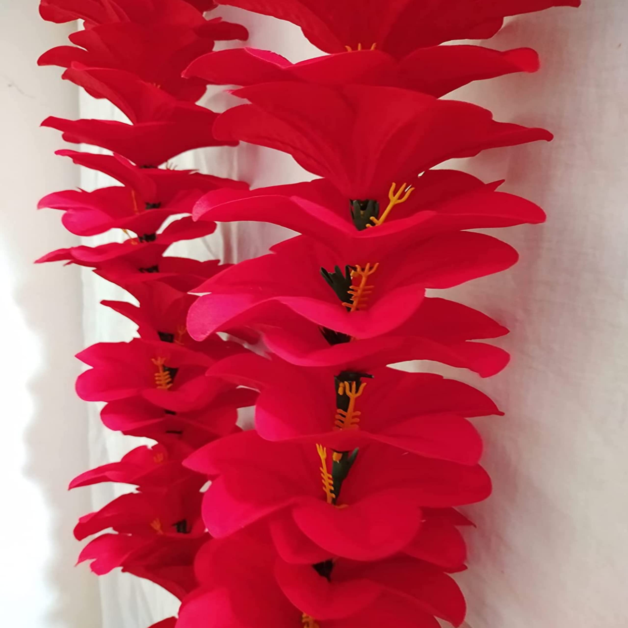 Artificial Hibiscus Rosa Flower Garland with Leave for God/Idol/Puja Decor/Festival/Photo Frame.Size- (with Ribbon) (1)-image-18