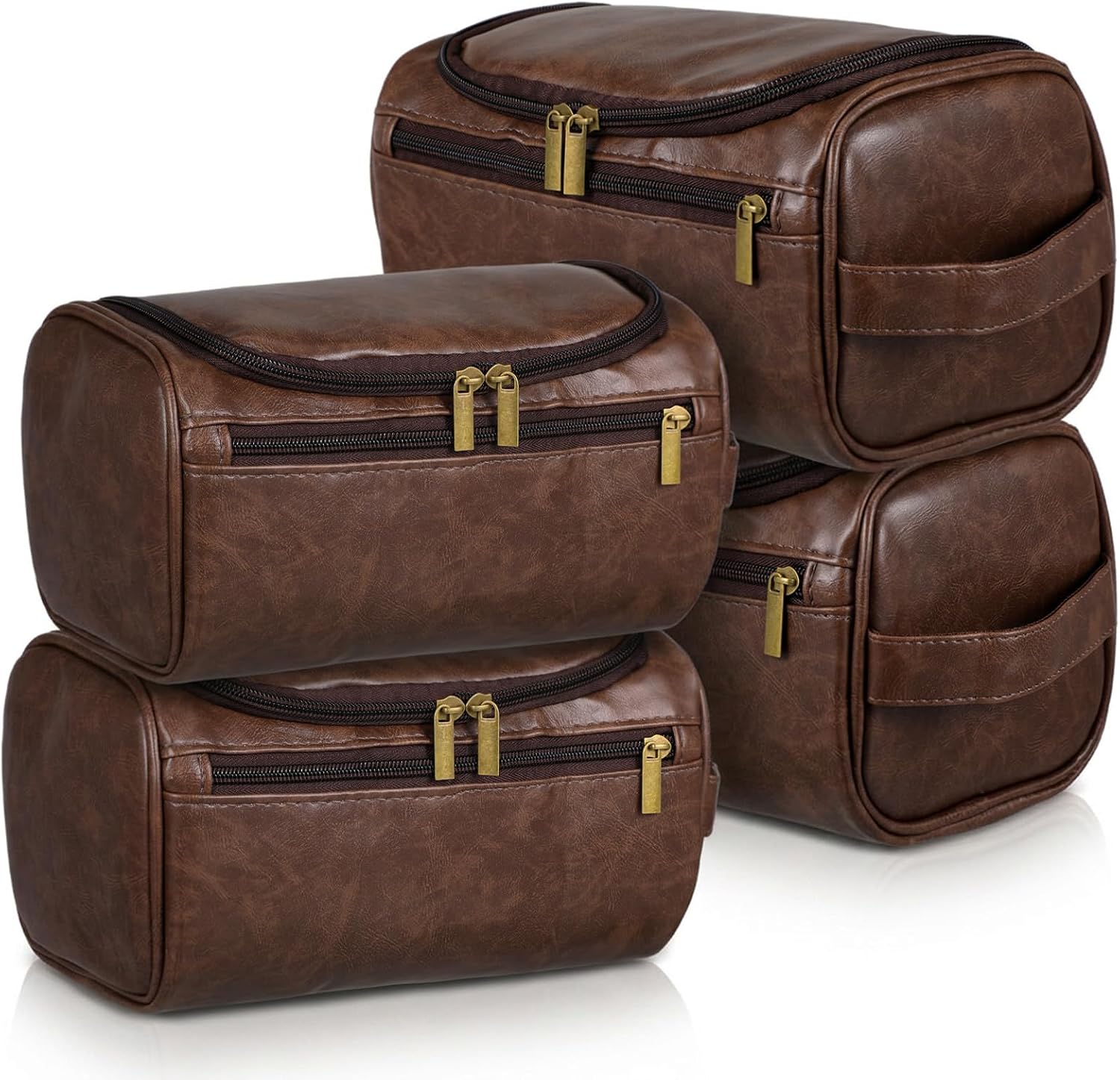 Mens Toiletry Bag Groomsmen Gift Set of 4, PU Leather Toiletry Bags