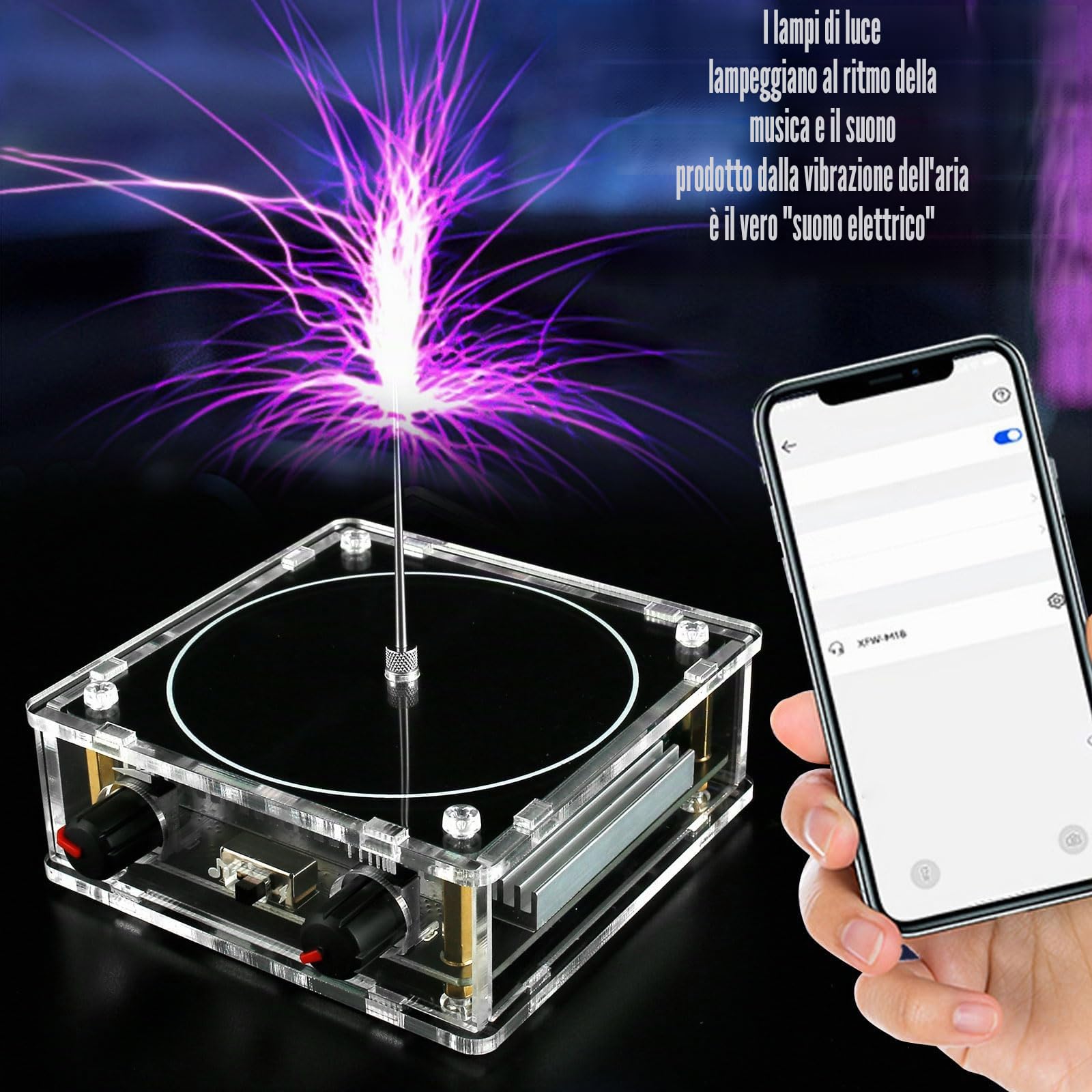 Music Tesla Coil, altoparlante Tesla bobina in acrilico, flash musicali artificiali, insegnamento scientifico, bobina musicale Tesla per bambini