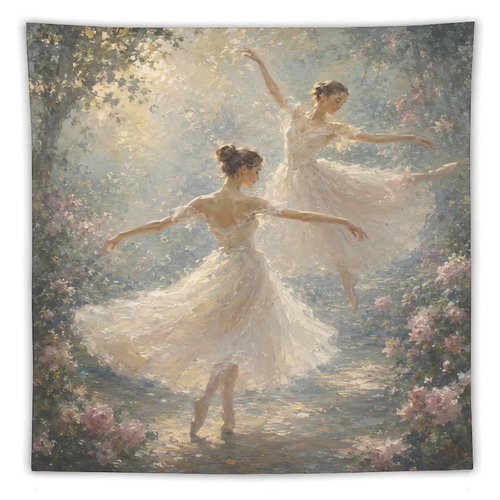 W7C8U2X3 Ballerina Flower Forest Wall Tapestry, Wildflower Meadow