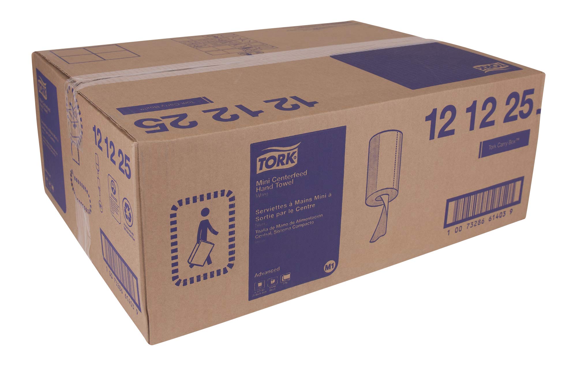 Tork Basic 121225 - Toalla de papel de alimentación central, color blanco M1, alta absorción, 12 x 266 hojas, 121225
