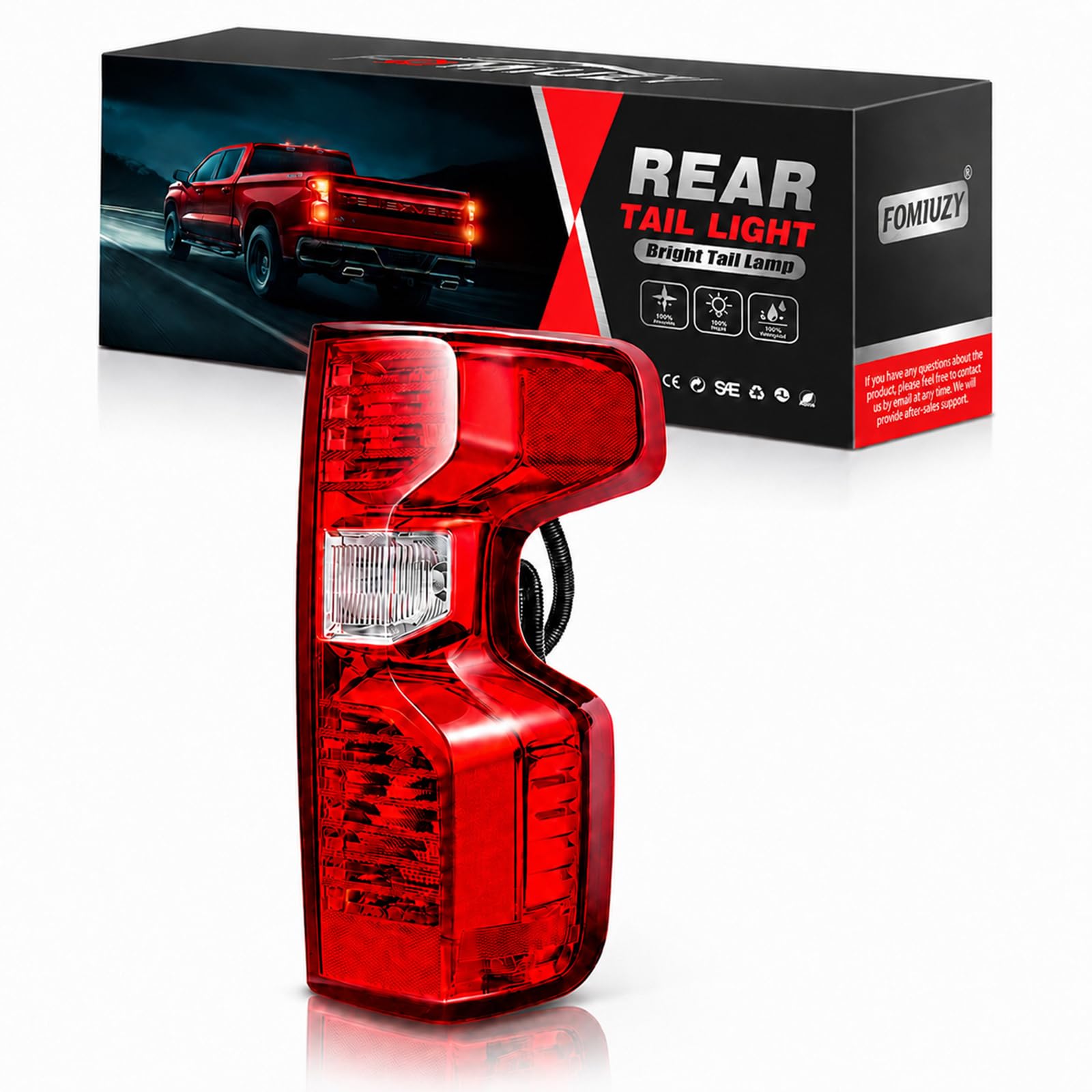 Halogen Tail Lights Assembly Right Passenger Fit Chevy Silverado 1500 2019 2020 2021 2022 2023 2024 2025 Chevrolet 2500 3500 HD 2500HD 3500HD Rear Brake Back Up Lamp Taillight Lens GM2801308