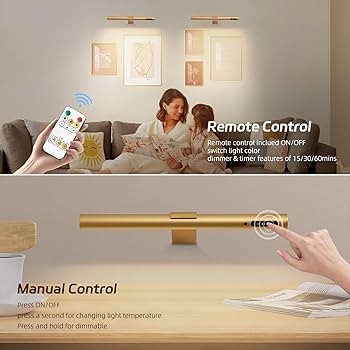 AMFUN Wireless Picture Lighting, Wall Light Indoor With Timer Remote Control, LED Wall Lamp With 3 Colour Temperatures, Wall Light For Painting, Photo, Portrait, Black