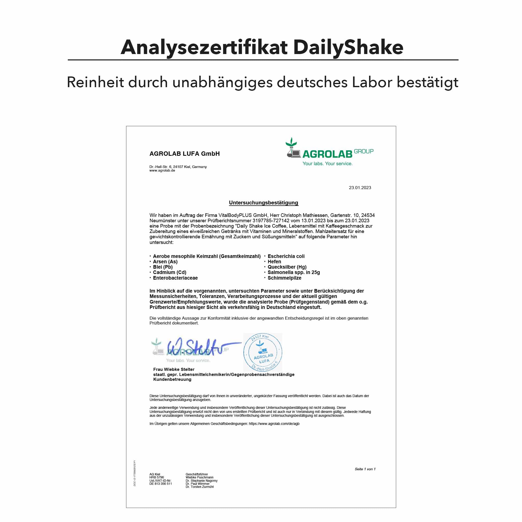 VitalBodyPLUS DailyShake 8er Probierpaket mit Premium Shaker, 8 x 30 g, Mahlzeitenersatz-Shake zum Abnehmen, nur 250 kcal pro Shake, kalorienarm, lecker & schnell zubereitet