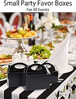 Vista 6 de Happyhiram Cajas de caramelos negras de 6 pulgadas de 12 unidades con tiras de papel para regalos de fiesta, bolsas de galletas con asas, cajas