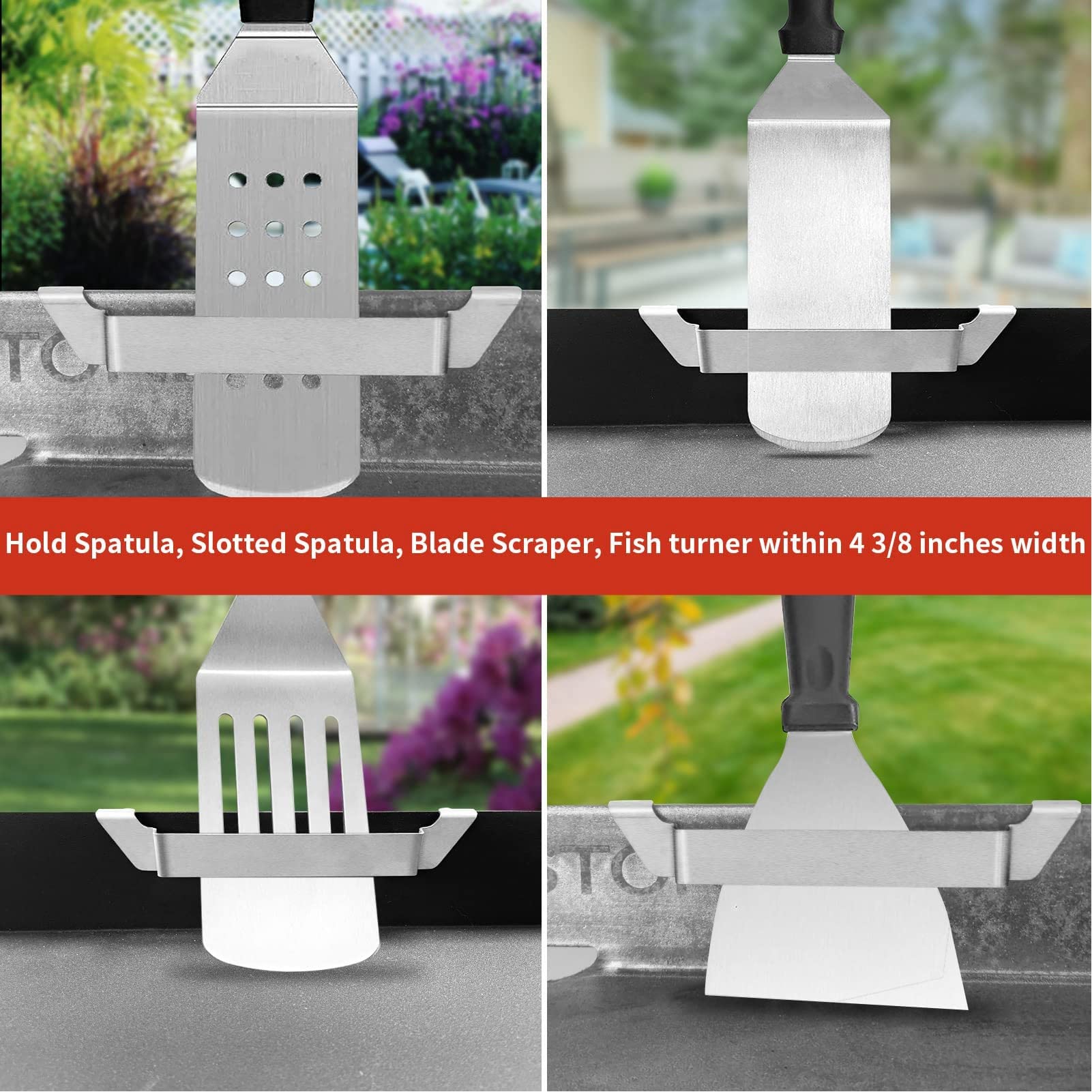 F&Y Porte-spatule pour plancha en Acier Inoxydable, 2 pièces, Porte-Outil pour plancha, Support pour Outils de Barbecue, Accessoires pour plancha