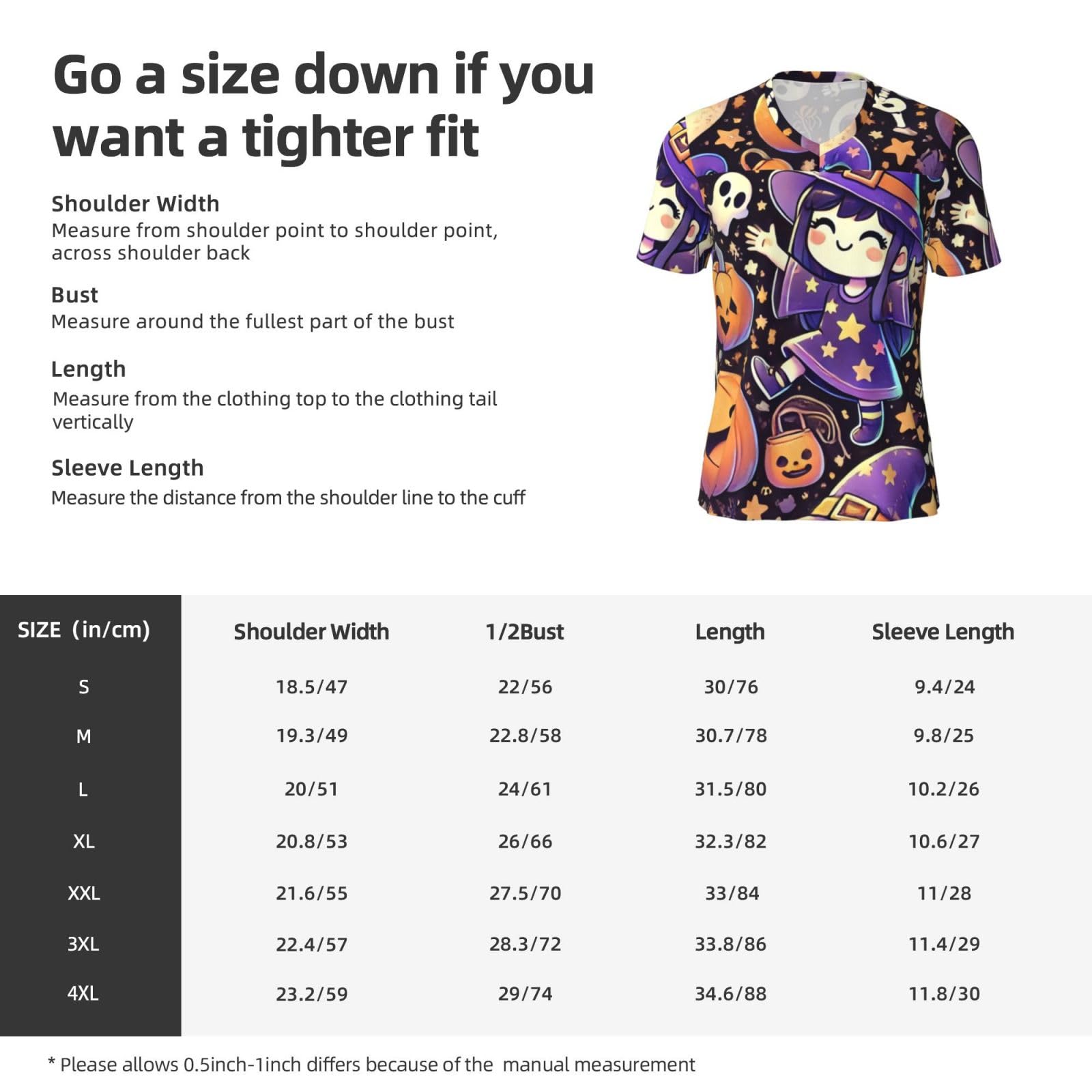 Stylish Athletic Sports Jersey Cute-Halloween-Witches-Pumpkins Men's Rugby Jersey 4X-Large