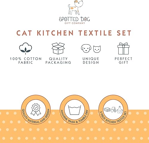 Miniatura 2 de SPOTTED DOG GIFT COMPANY Delantal para horno y toalla de cocina a juego, juego de 3 accesorios de cocina, 100% algodón, utensilios de cocina con