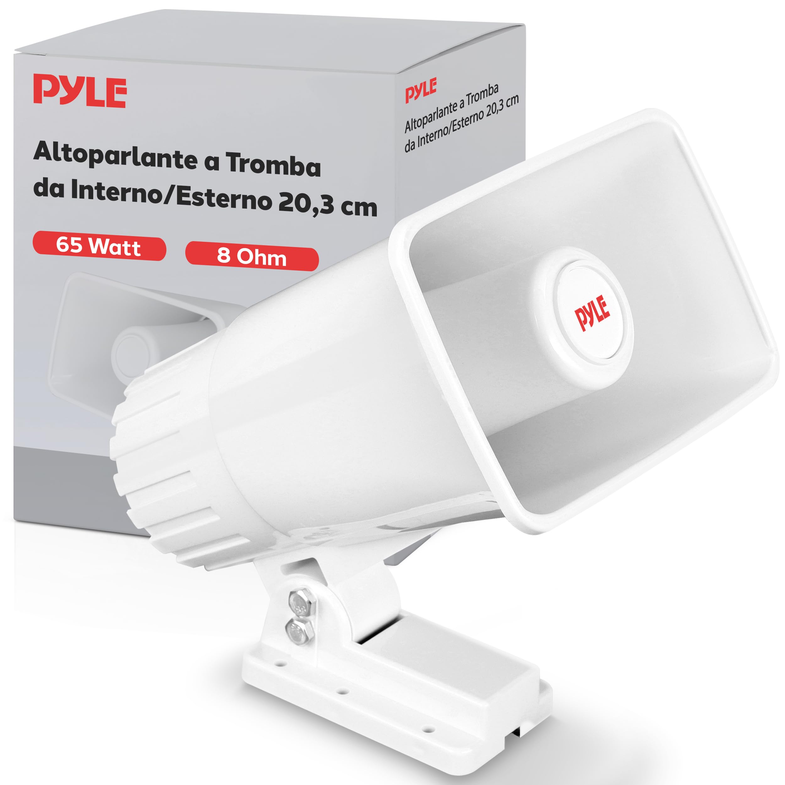 Pyle Cassa Audio Altoparlante PA Interno/Esterno 15 cm 8 Ohm 50 Watt Picco con Staffa, Speaker con Accessori Inclusi, Bianco