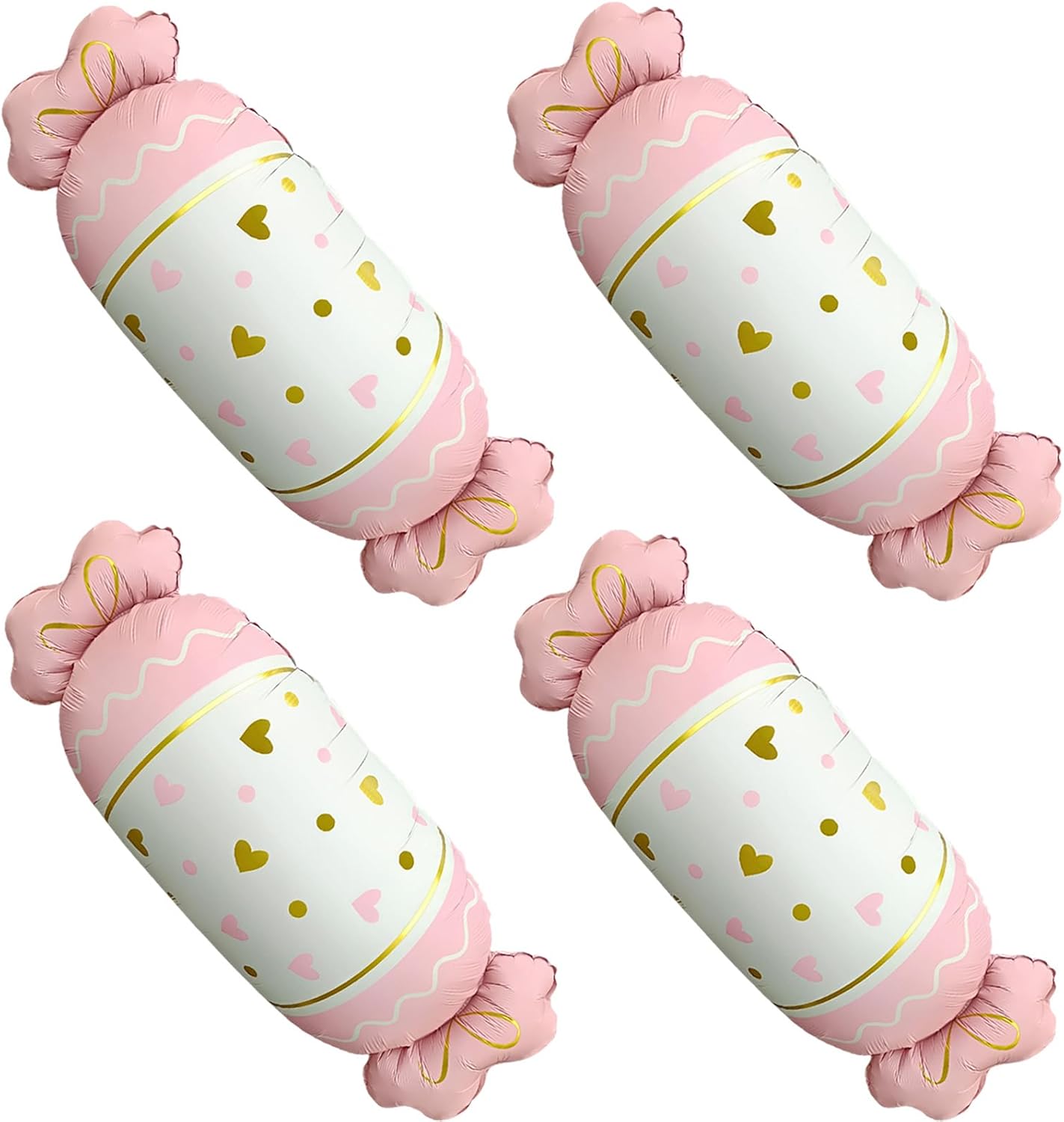 4Pcs Pink Sweet Candy Balloons,Large Candyland Theme Helium Mylar Foil Balloon Kids Children Birthday Baby Shower Wedding,Christmas,Halloween Party Decor Supplies,34 * 18 inch