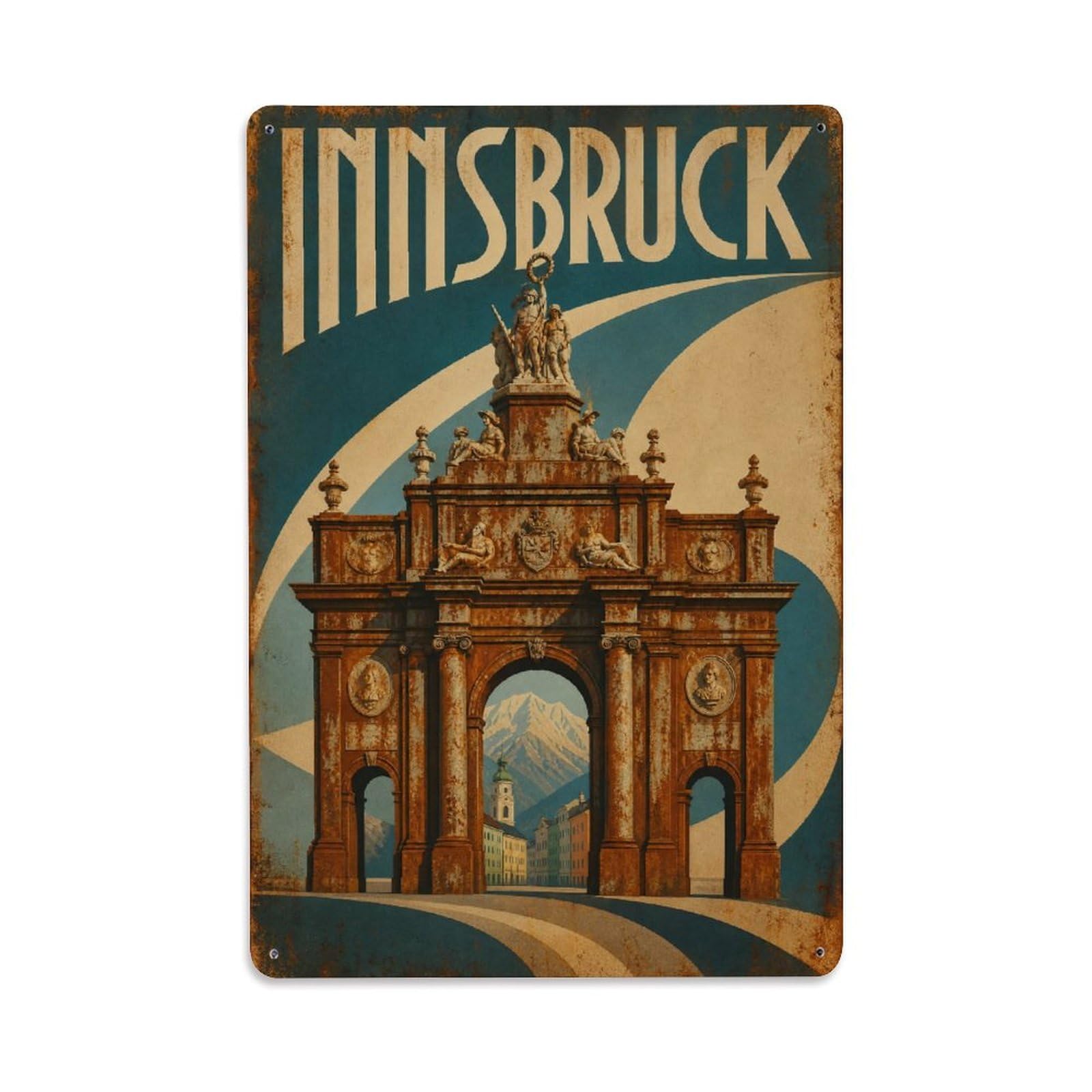Huiyhb 8X12inch(20X30cm) Vintage Travel Innsbruck Triumphal Arch Austria Metal Tin Sign