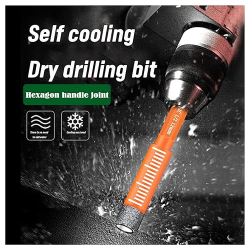 Miniatura 6 de Juego de brocas de diamante seco de 516 pulgadas, 10 brocas de cerámica naranja de 0.315 pulgadas con núcleo de diamante, broca de taladro para