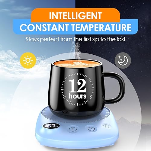 Miniatura 18 de Calentador de taza de café – Calentamiento más rápido y temperatura más alta, calentador de tazas de café para escritorio apagado automático, 4 Negro