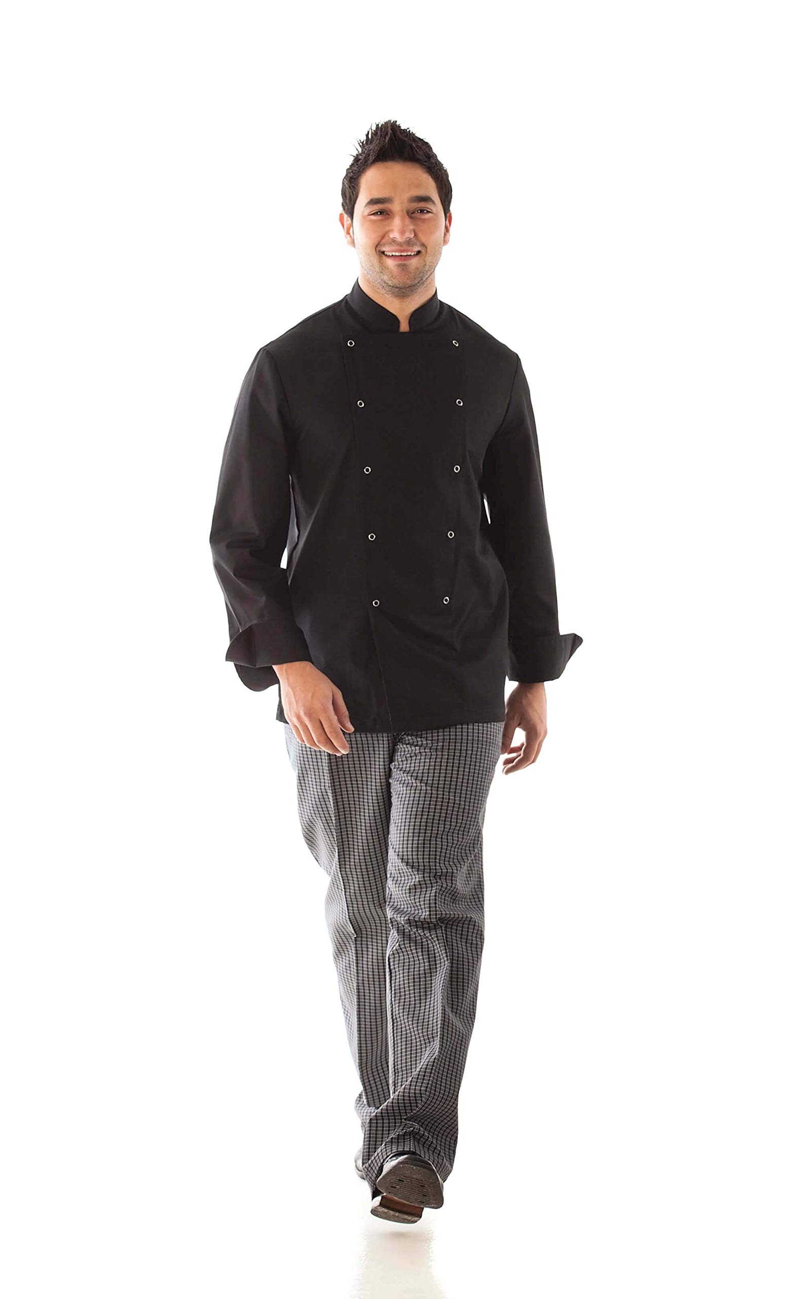 Chaquetilla Cocinero Hombre De Manga Larga Diseño Regular Fit. Color Negro. Ropa Cocina/Hostelería. Talla 50. Ref: 633