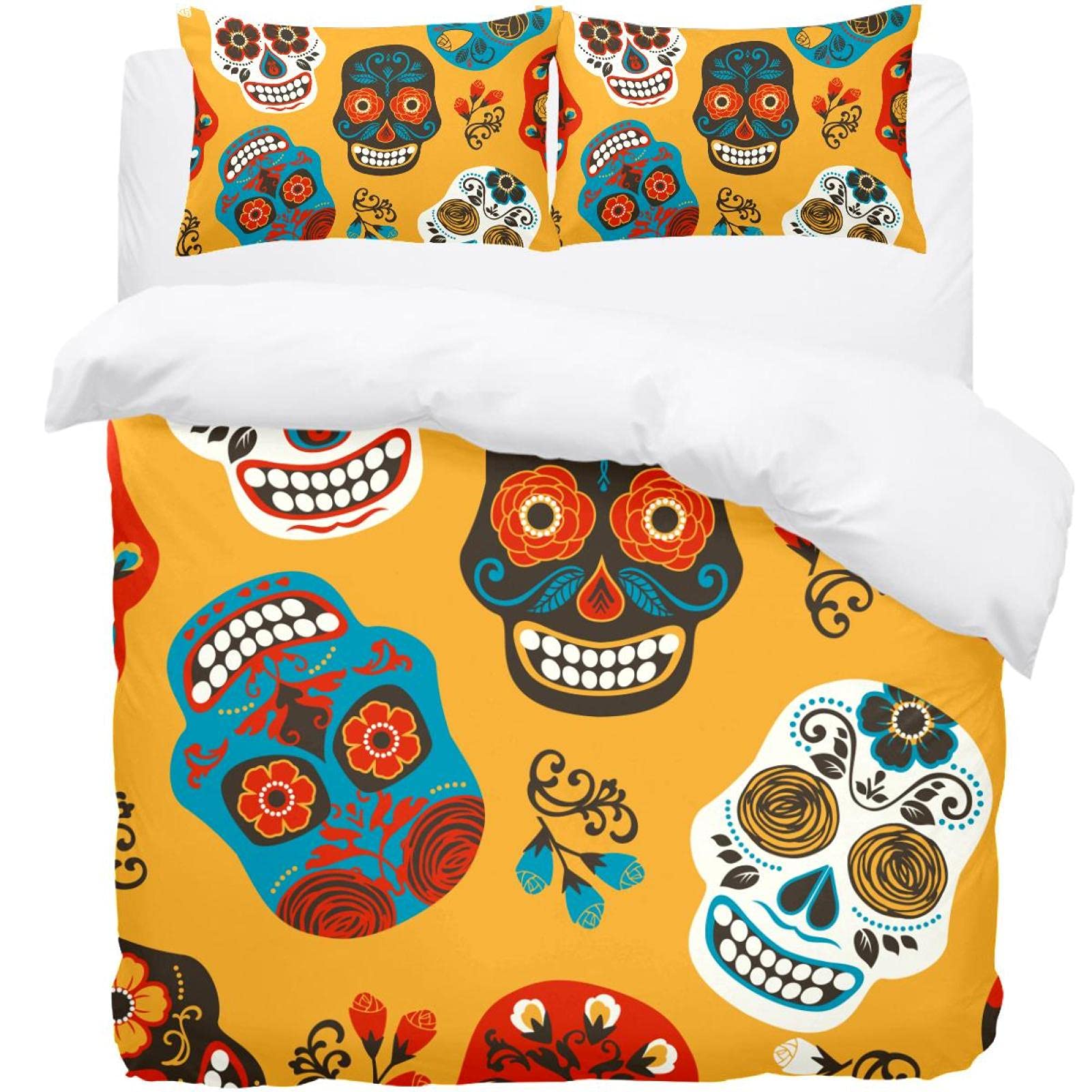 Housse de couette crâne floral coloré pour illuminer votre décoration de chambre