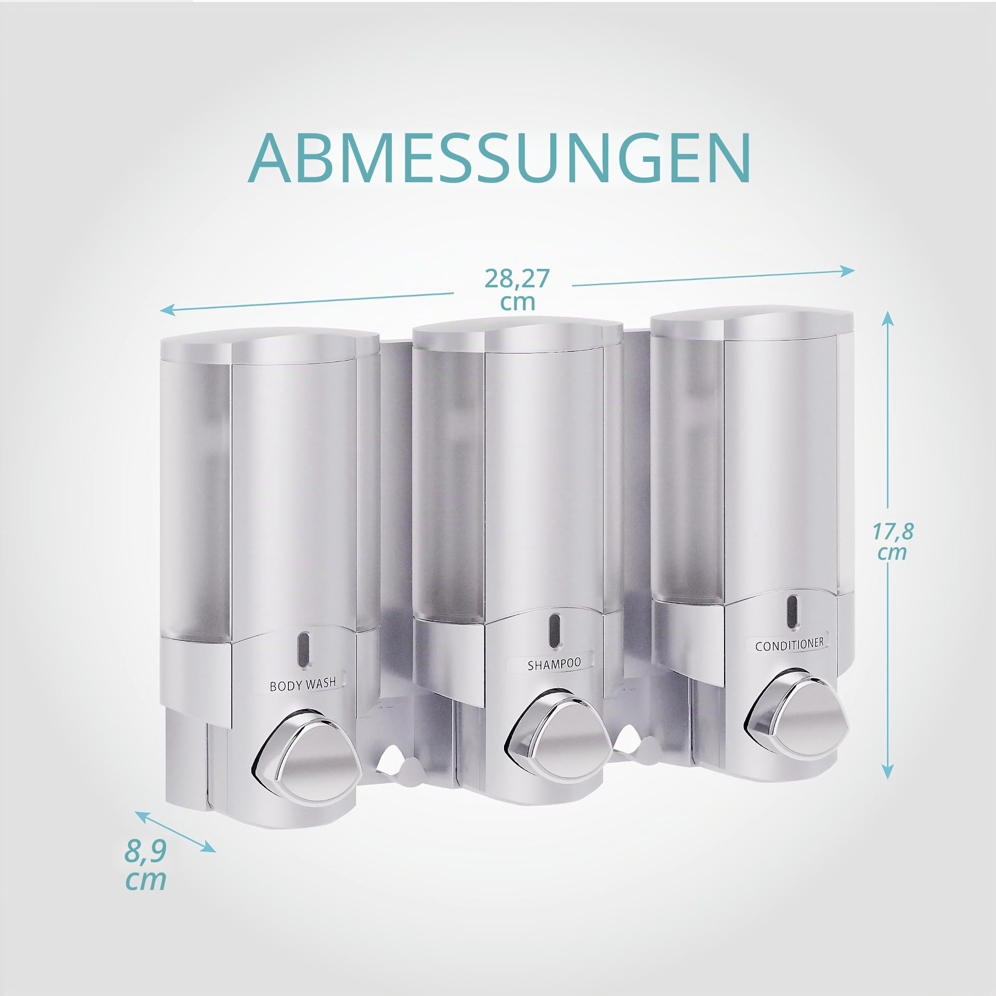 Better Living Aviva Seifenspender für 1 Flasche, Satin Silver 3-Chamber Satin-Silberfarben