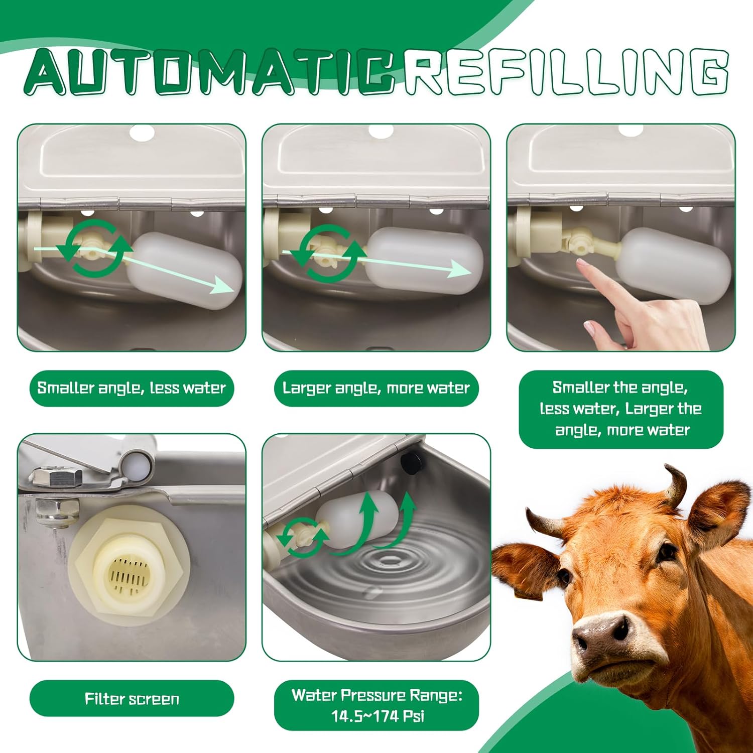 Automatic Dog Feeder Trough Bowl Dispenser Waterer for Pet Dog Horse Cattle Goat Sheep Water Stainless Steel Farm Tool