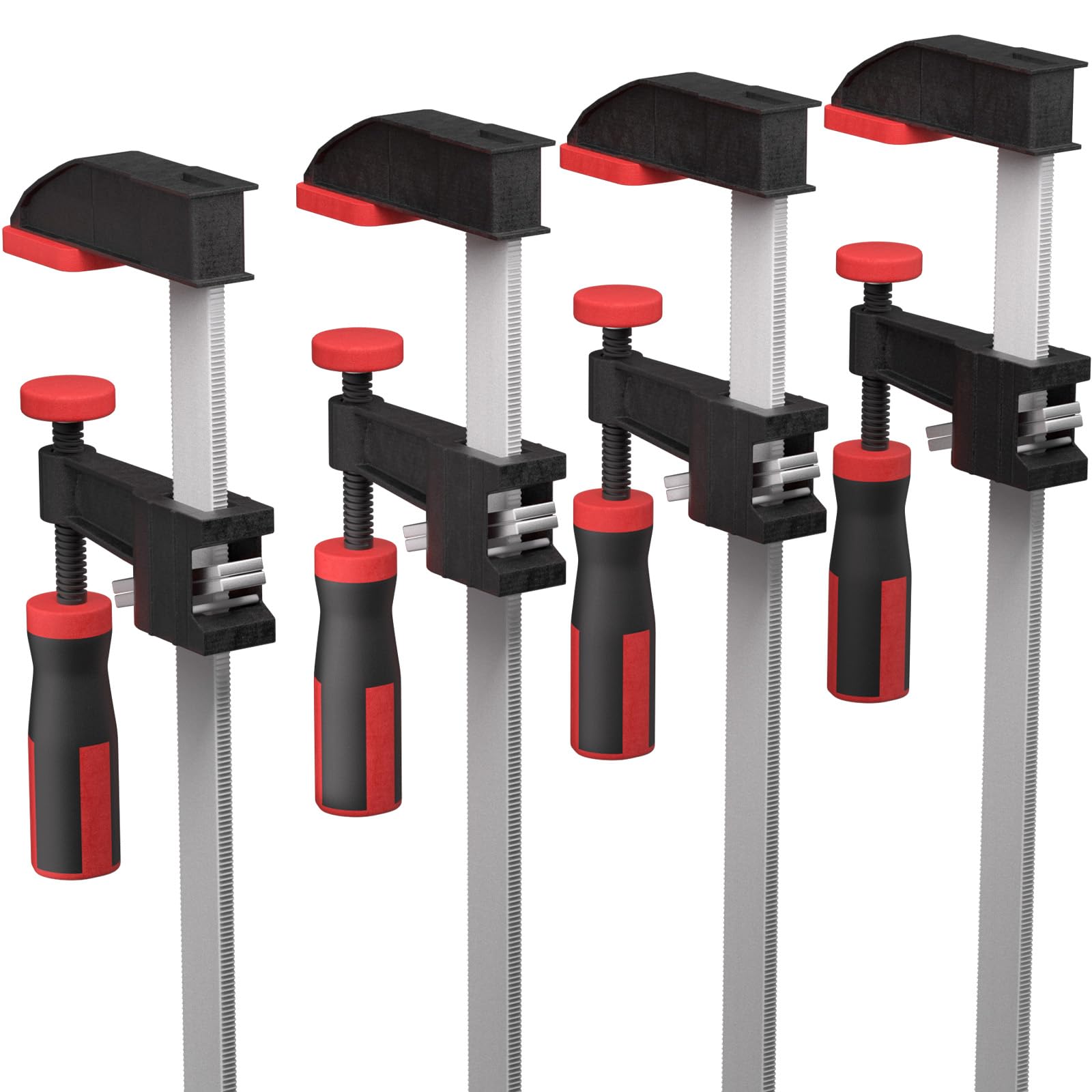 4 Stück Schraubzwingen Sets, 350mm Profi Schraubzwinge aus Edelstahl, 75mm Maultiefe für Präzises Fixieren von Holzwerkstücken, Spannkraft 270kg für vielfältige Spannanwendungen