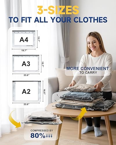 Miniatura 6 de Bolsas de almacenamiento al vacío con bomba eléctrica, bolsas de sellado al vacío para ropa, mantas y ropa de cama, bolsas de almacenamiento