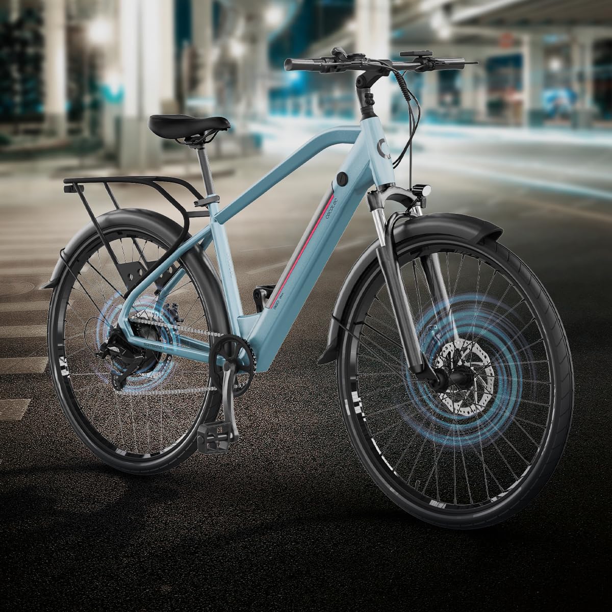 Cecotec Vélo Électrique Urban Pro. 250W, Roues 28", Autonomie 90Km, Batterie 460Wh, Suspension Avant, Dérailleur Shimano 7 Vitesses et Frein Hydraulique à Double Disque