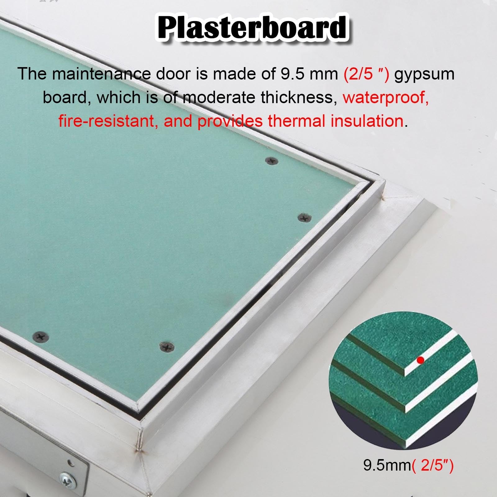 panel de acceso escondido yeso Panel de acceso grande para paneles de yeso pintable con dispositivo de cierre, Puerta oculta personalizable para tuberías, Panel de inspección resistente e impermeable(