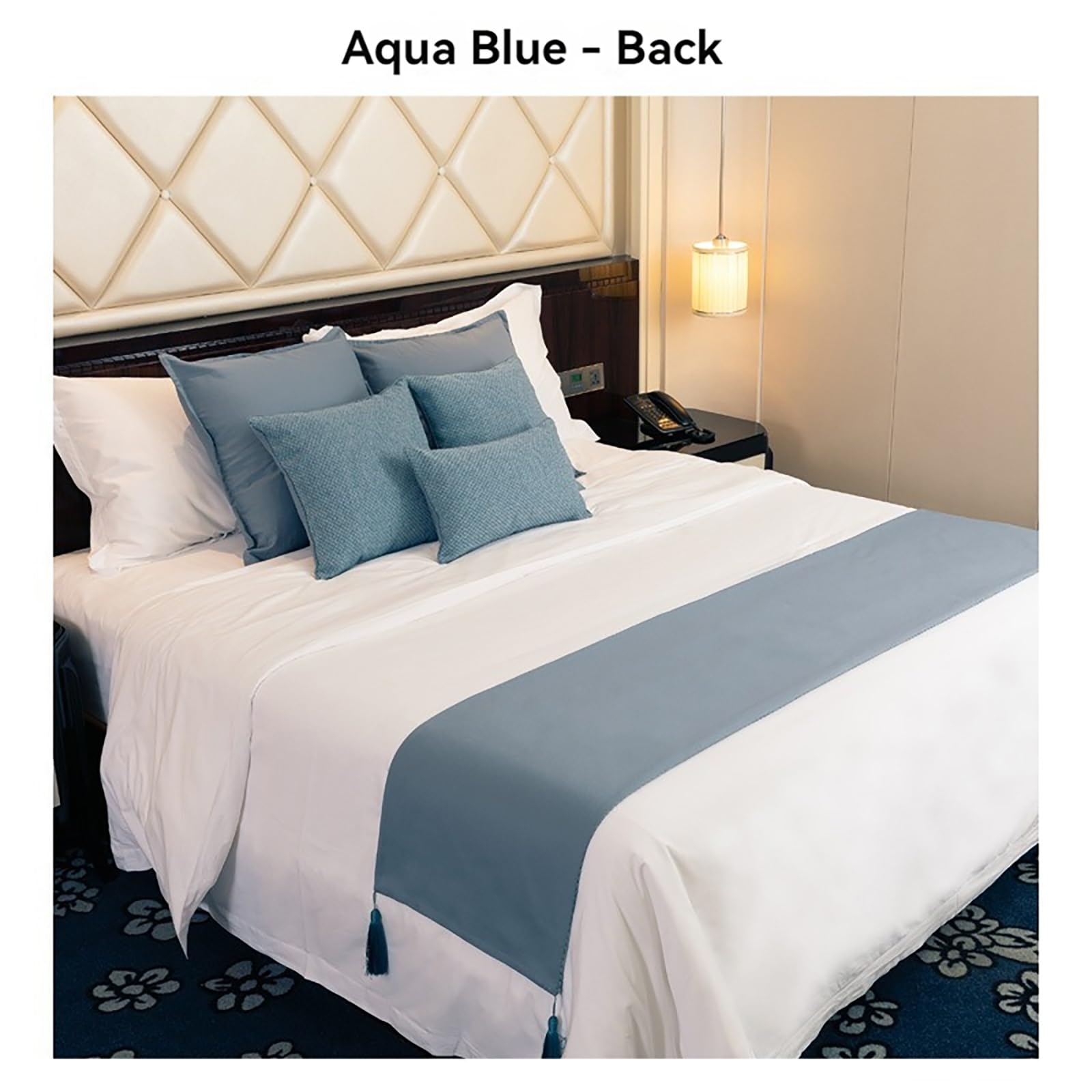 Bettvolant, Schlafzimmer-Bettläufer-Teppich for Queen-Size-Betten, Hotel-Gästezimmer, Hochzeitszimmer-Dekorationen, Bettwäsche und Schals for King-Size-Betten(Blue,45 * 180cm for 150cm Bed)