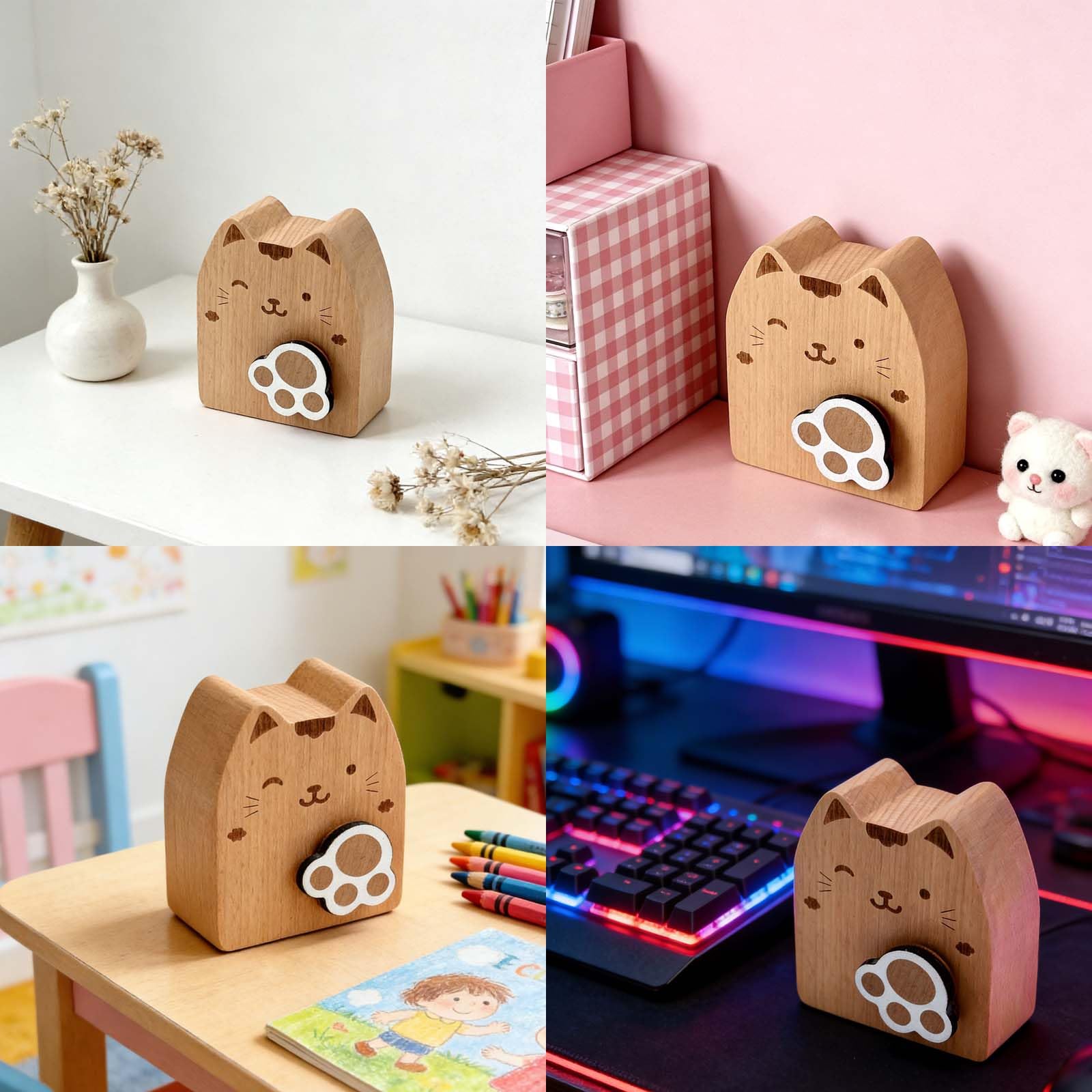 Amazon.com: Pursuestar Edelweiss Wood Cat Wind Up Music Box