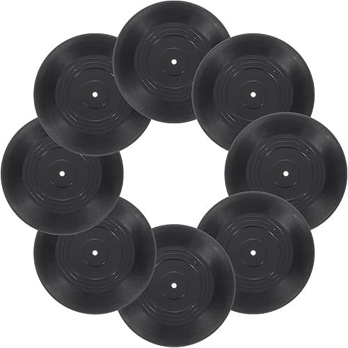 uxcell 8 discos de vinilo en blanco de 4 pulgadas, decoración vintage, discos de vinilo de imitación de PVC liso, discos de vinilo retro para el