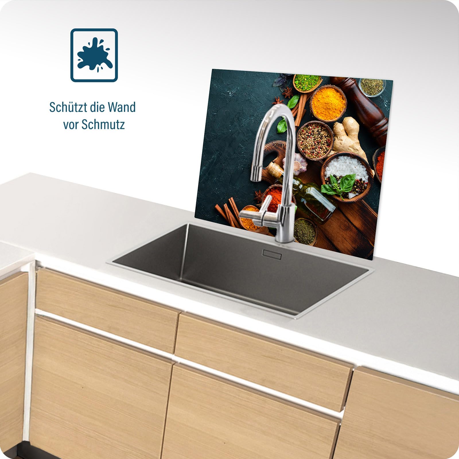 SFArt Protège-plaque 60x52 – Planche à découper en verre trempé 1 pièce – Induction & Vitrocéramique - Épices, Huile d'Olive-SFArt