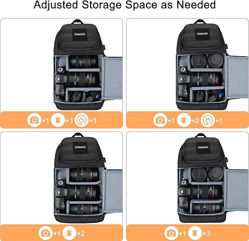 Miniatura 3 de MOSISO Bolsa cruzada para cámara, DSLRSLRSLRsin espejo, bolsa cruzada para cámara táctica con soporte para trípode e inserciones modulares