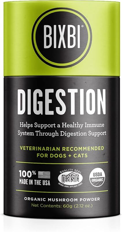 Suplemento multivitamínico para cães e gatos BIXBI Digestion com pó de cogumelos orgânicos, 60 g