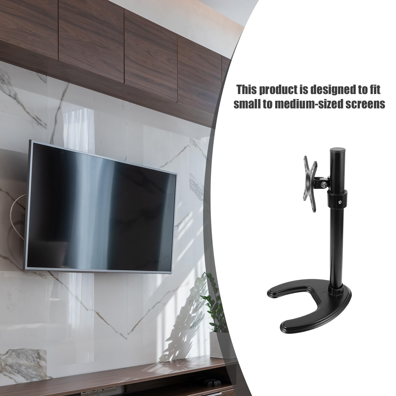 Soporte de Pantalla para TV y Monitor Base Estable de Aleación de Aluminio Negro, Soporte Seguro y Resistente Adecuado para Mesas de Televisión