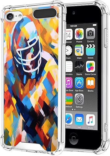 KOLHUBI Funda transparente para iPod Touch 567, diseño de fútbol americano, rugby-art cc6, diseño exquisito resistente a los golpes, anticaídas,