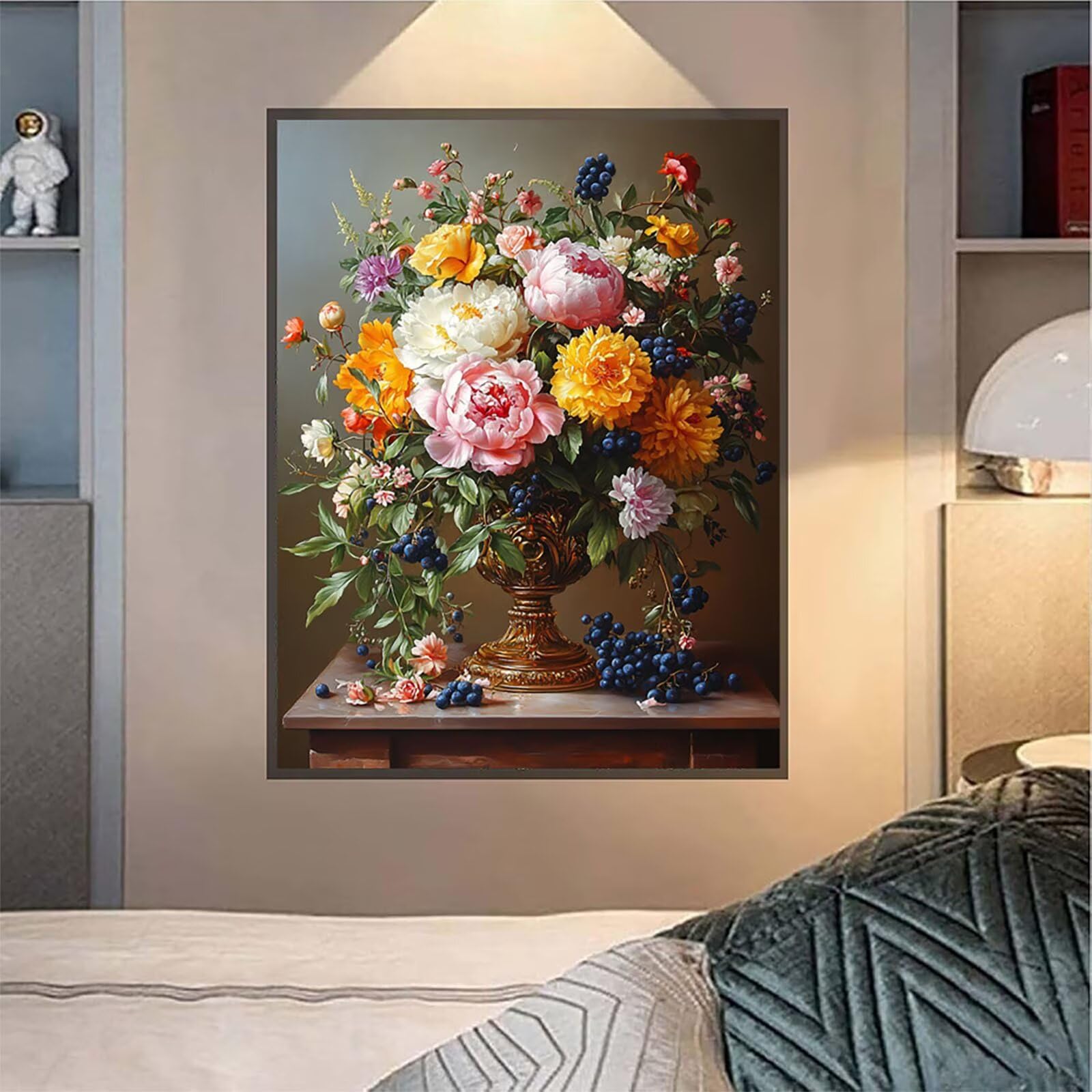 5D Diamond Painting Blaubeere, Diamond Painting Erwachsene Blume, DIY Basteln Erwachsene Kreuzstich Set, Vollbohrer Diamant Gem Crystal Art Kit, Deko Wohnzimmer und Weihnachtsdeko 90x120cm A-3304