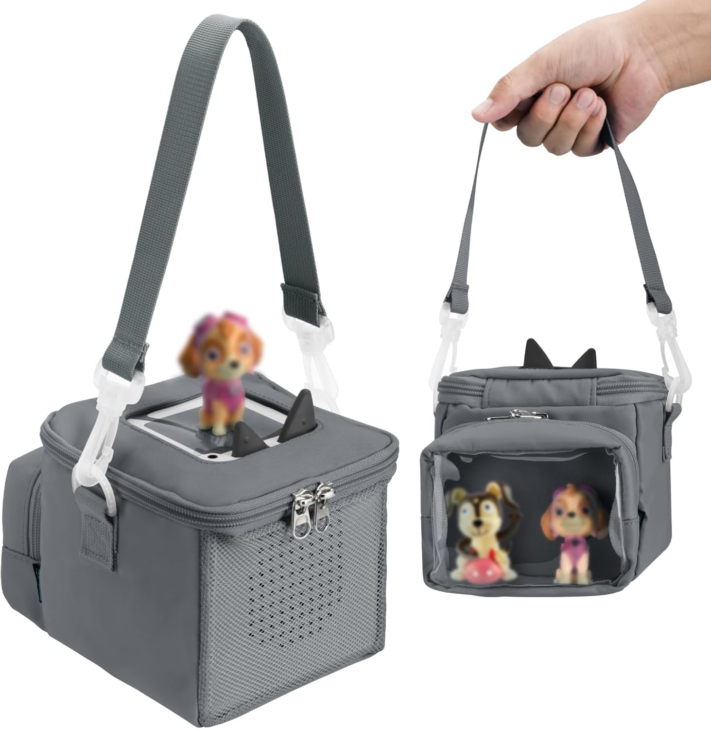 Beautyflier Carrying Case Compatible with Toniebox Starter Set and Tonies Figurines, Storage Bag Organizer for Toniebox 2 & Accessories, Tote Bag for Toniebox 1 Disney Tonies Figures (Gray)
