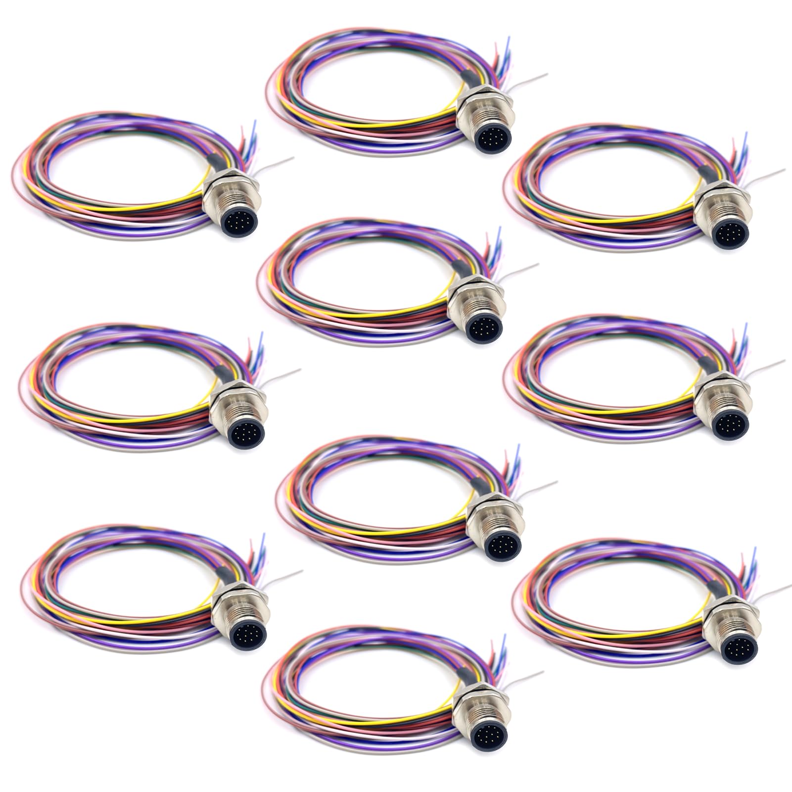 10 Stücke M12 12 Polig Männlich Verbindungsstück Kabel, Hinteres Mount Industriestecker Kabel IP67 Wasserdichter Luftfahrt Sockel Nicht Abgeschirmt Elektrisches Buchse Sensor 0.5Meter 30V 1.5A