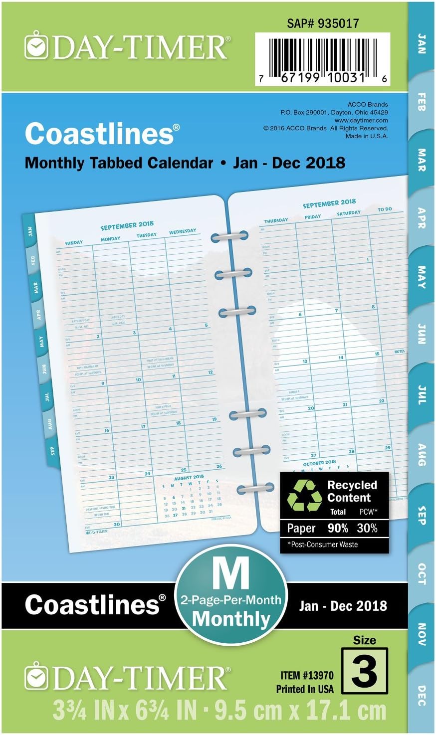 DayTimer Refill 2018, Two Page Per Month, January 2018 December 2018, 33/4" x 6
