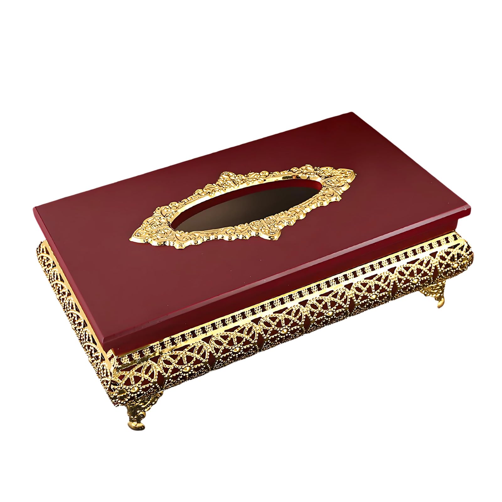 JSGHGDF Wood and Metal Tissue Dispenser for Dining Room Coffee Table Stylish Storage Solution Metal Wood Tissue Holder