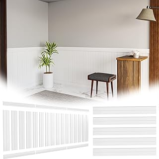 25.8 sq. ft. Pre-Cut DIY Wainscoting Panels Kit for Bathroom 3D Wall Acc...