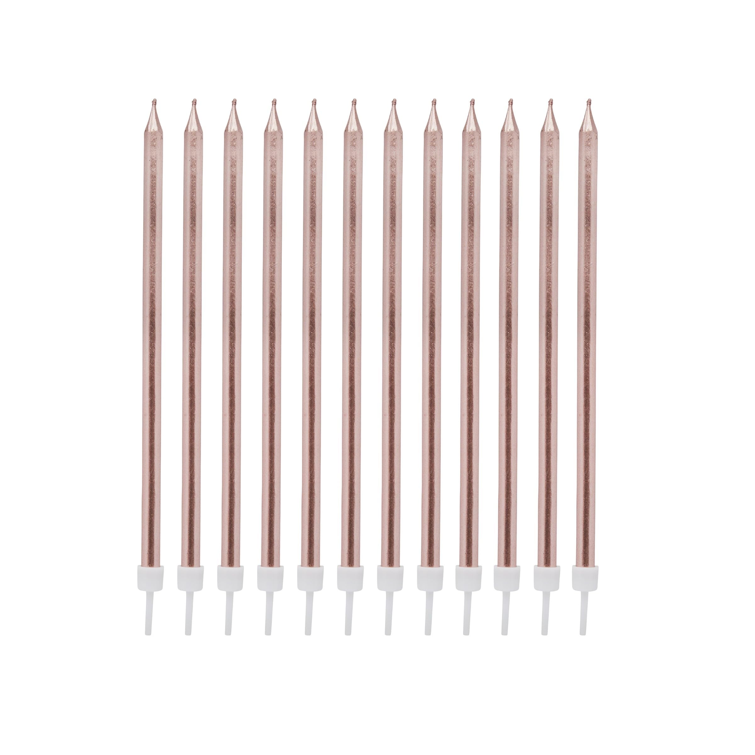 Rose Gold Tall Skinny Candles - Pack of 12